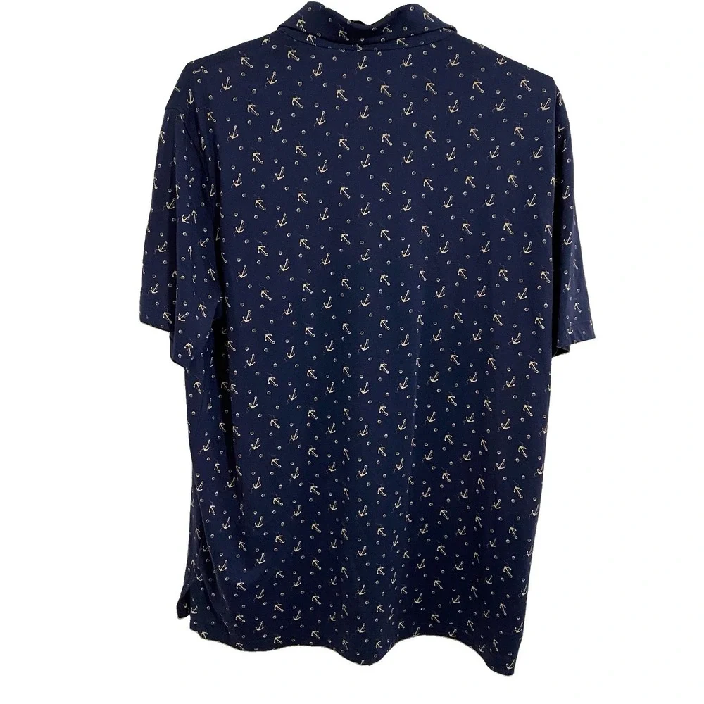 Polo Ralph Lauren Men's Navy Blue Anchor Print Polo Shirt Size M Pocket